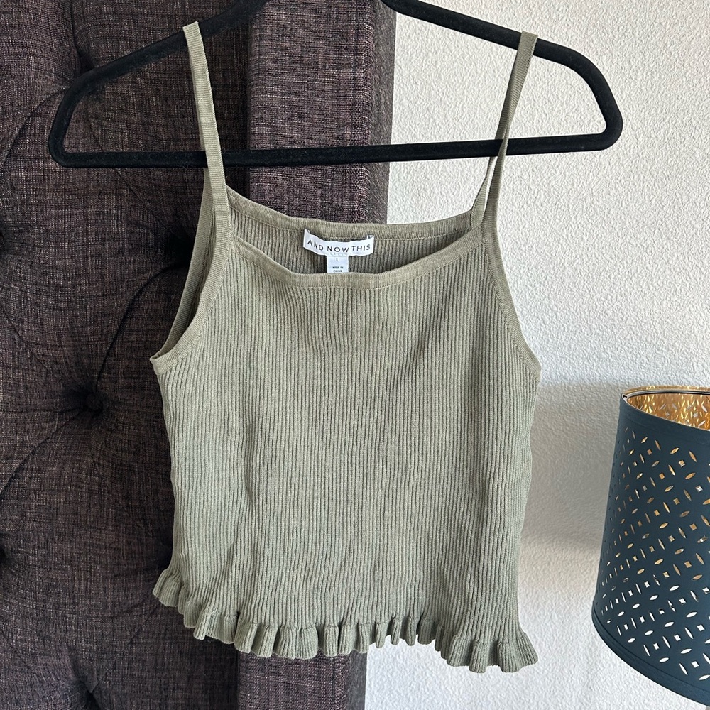 Ruffled Green Sleeveless Crop Top